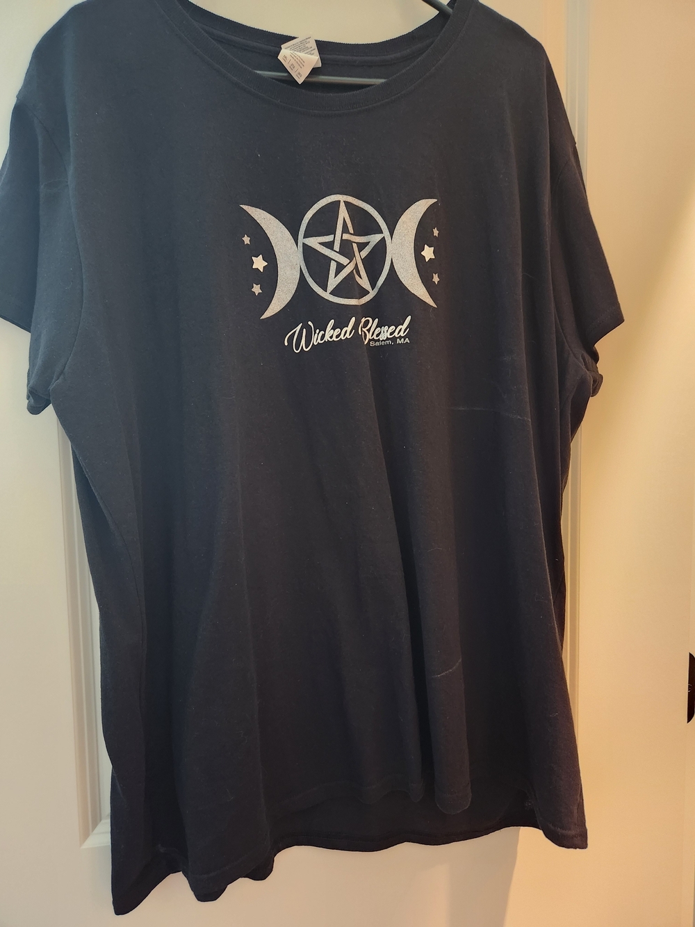 Gildan Black Short-Sleeve Tee with Silver Celestial Graphic